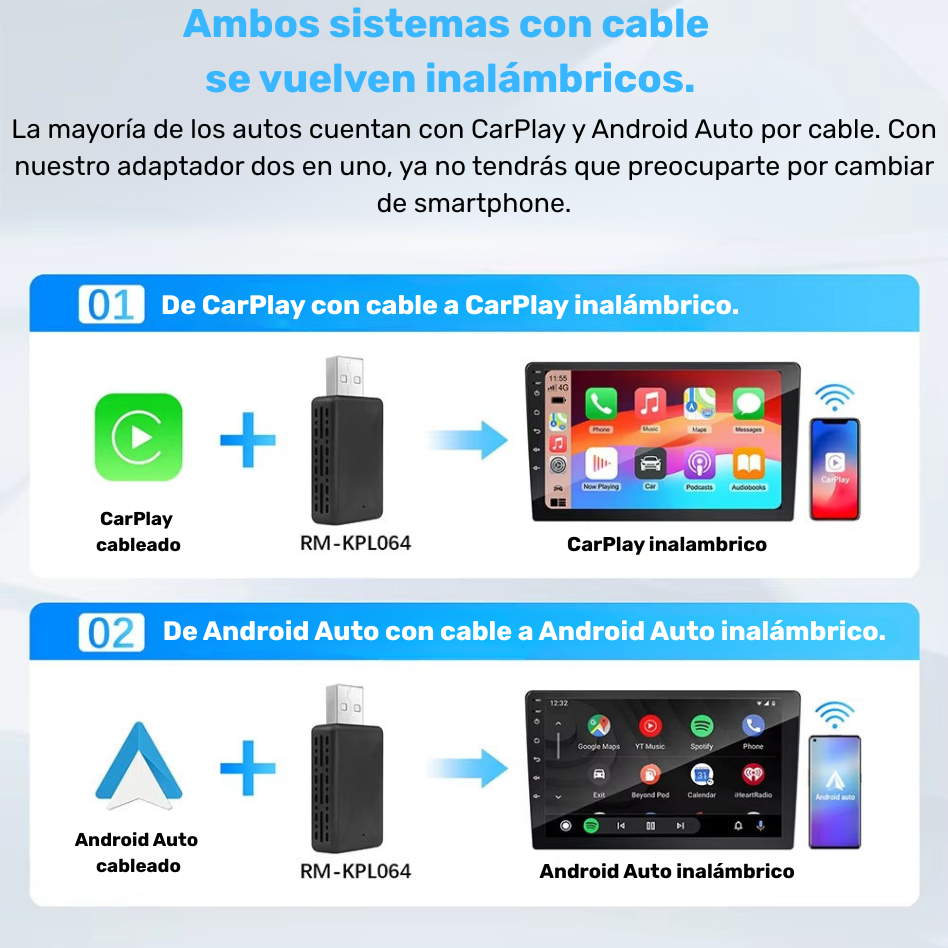 Mini Adaptador Wireless CarPlay – Conexión Inalámbrica Instantánea con WiFi y Bluetooth | Plug & Play