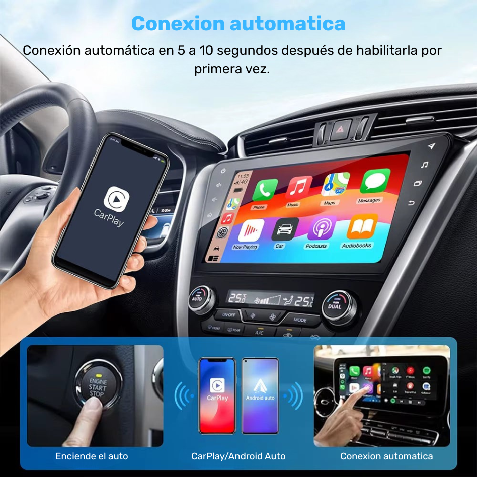 Mini Adaptador Wireless CarPlay – Conexión Inalámbrica Instantánea con WiFi y Bluetooth | Plug & Play